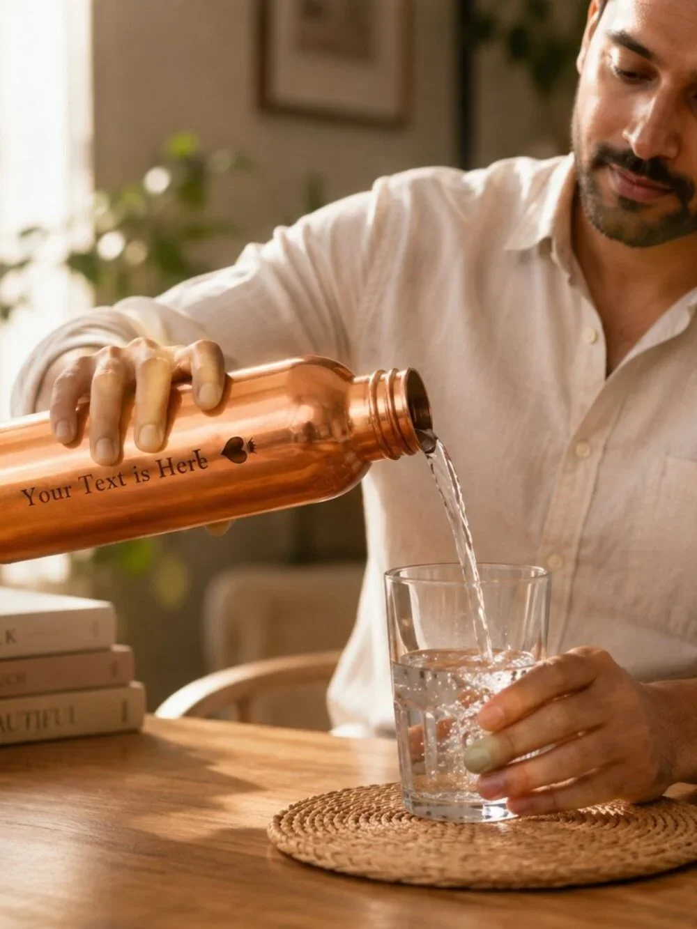 Personalized Pure Copper Water Bottle Custom Engraved Name 32 oz Gift